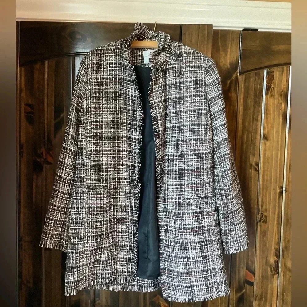 Carolina Belle Tweed Blazer Navy/White/Maroon Size M